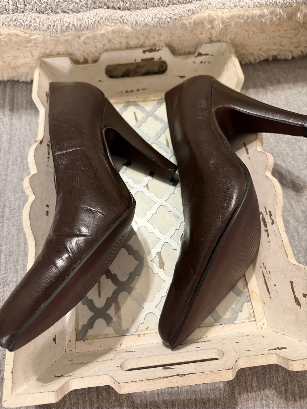 Bellini Dark Brown Leather Pointed-Toe Pumps